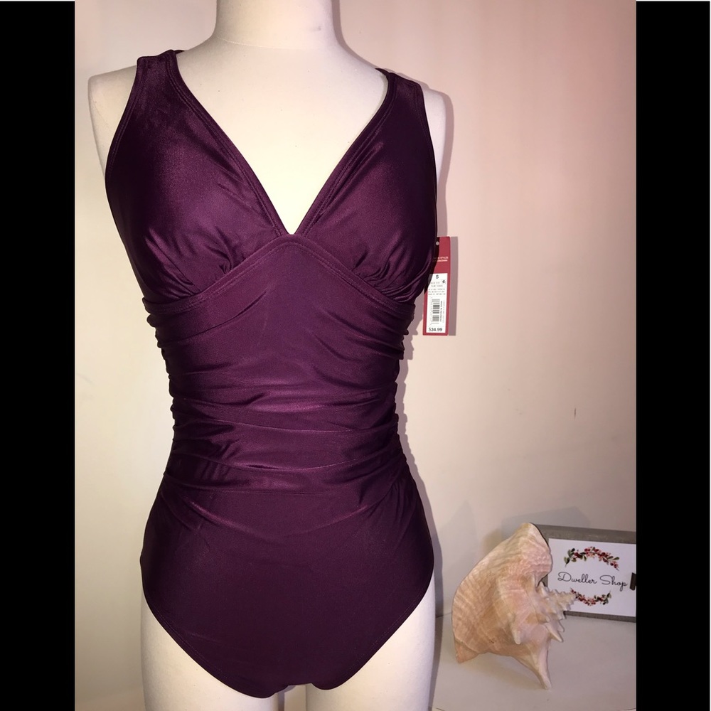 NWT Gorgeous Wine Color Swimsuit Bathing Suit Sz S